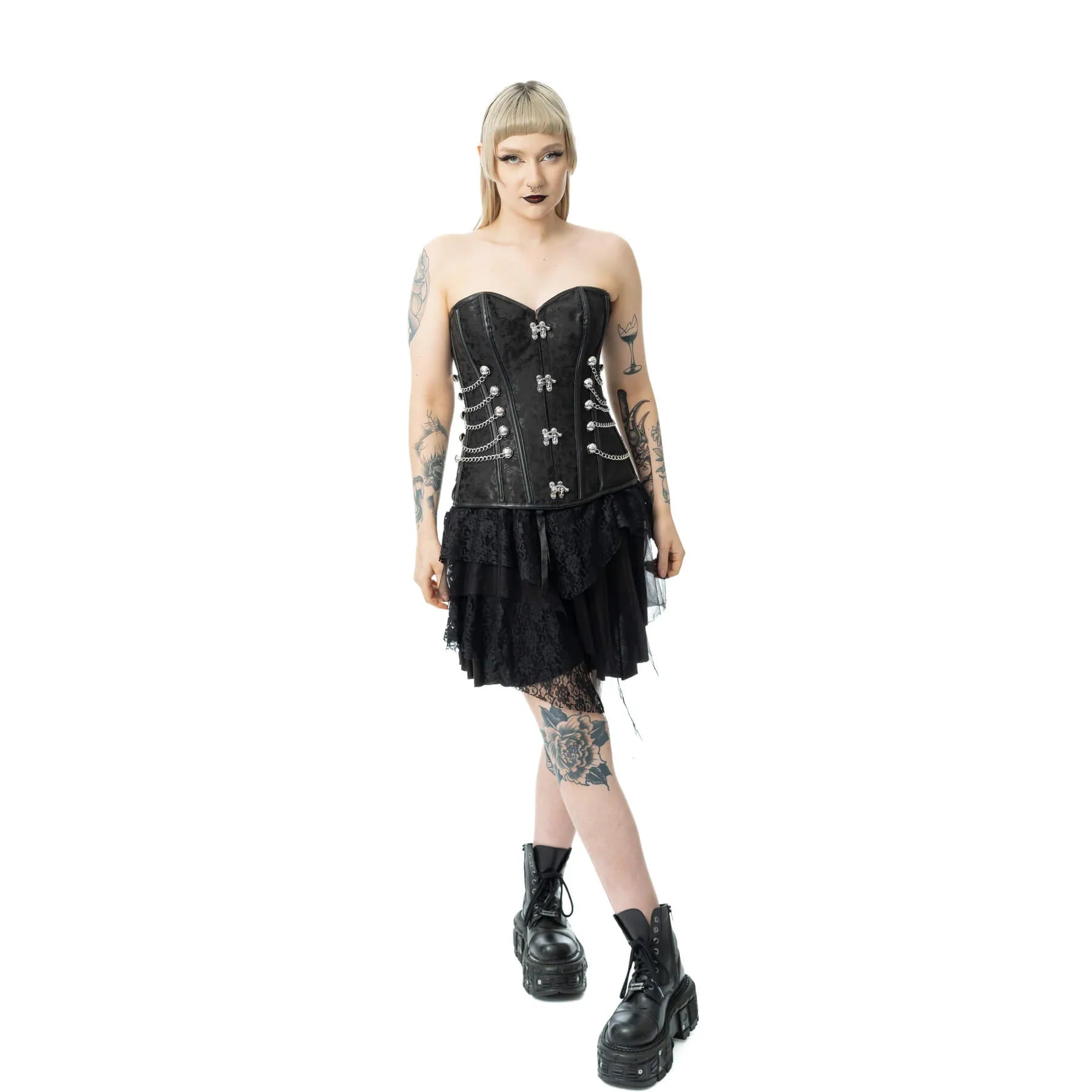 Vixxsin Steam Siren Gothic Steampunk Corset – Black Faux Leather