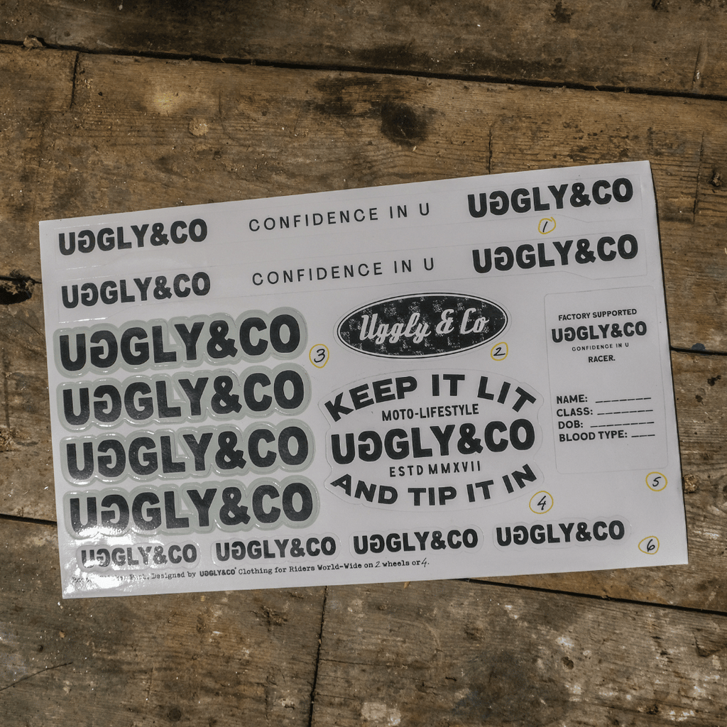 Uggly & Co Helmet Sticker Pack | Racing Visor Strips & Decals