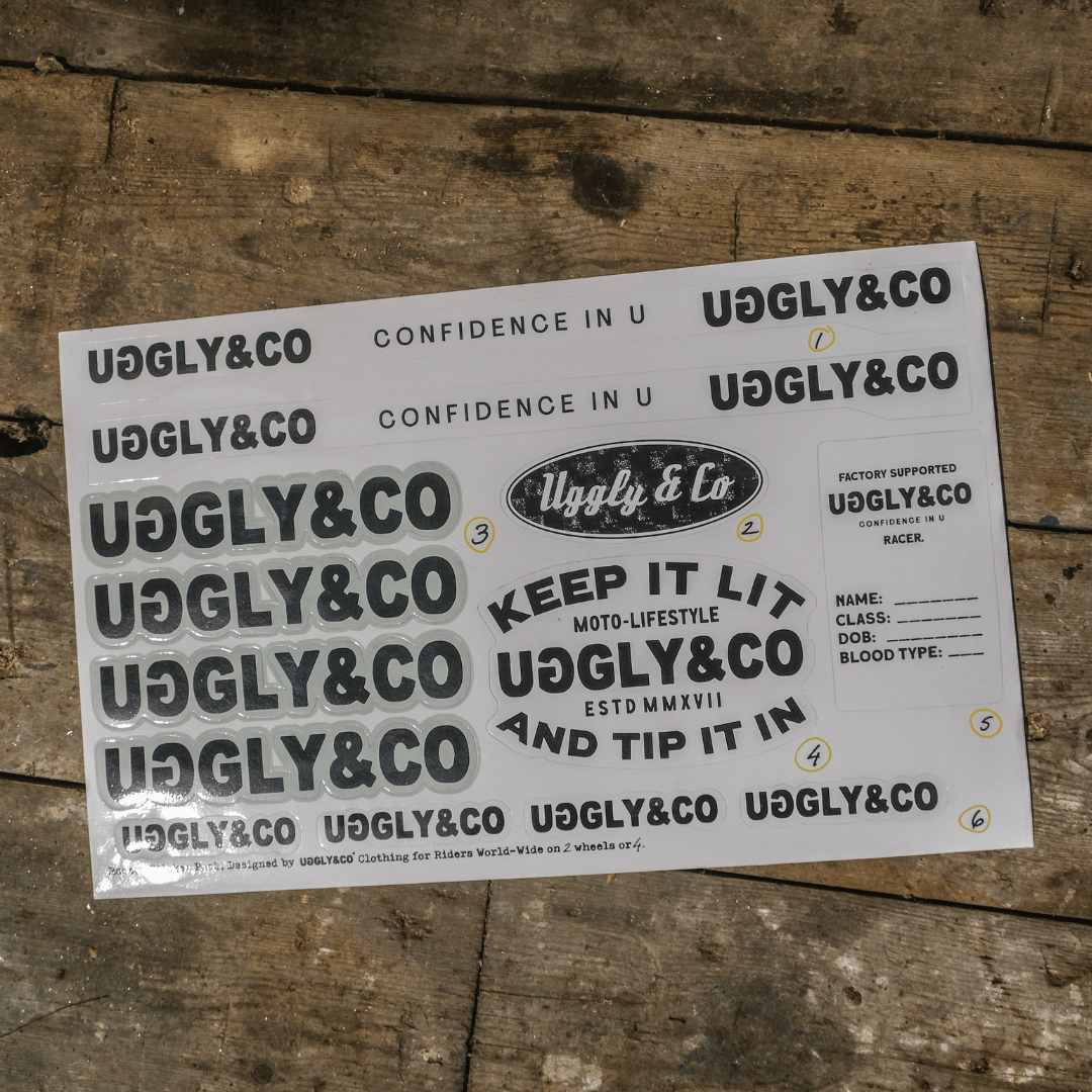 Uggly & Co Helmet Sticker Pack | Racing Visor Strips & Decals