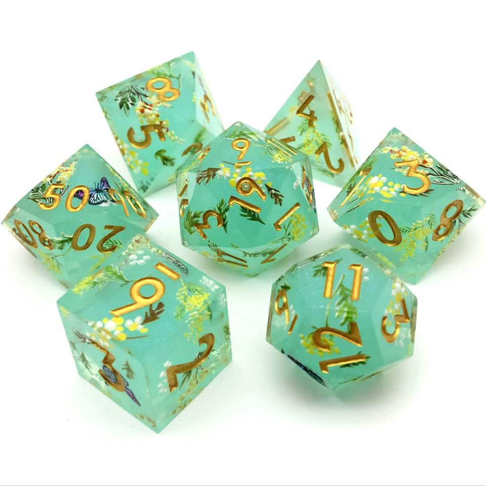 Summer Court | Sharp Edge Dice | Resin | 7 Piece Set