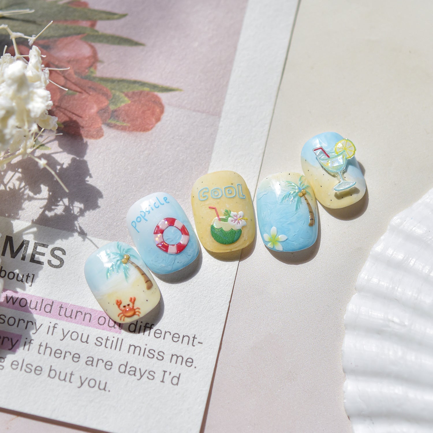 LuLuFun Studio Summer Holiday Nail Deco Stickers - Ultra-Thin Nail Art