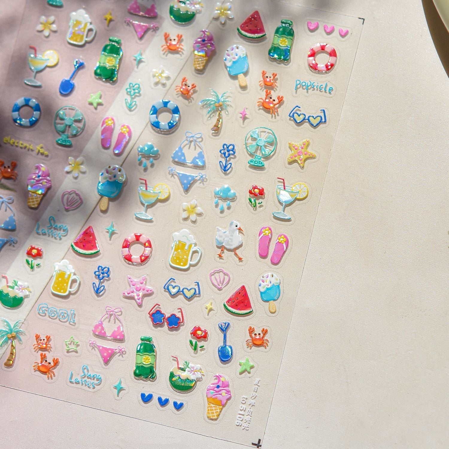 LuLuFun Studio Summer Holiday Nail Deco Stickers - Ultra-Thin Nail Art