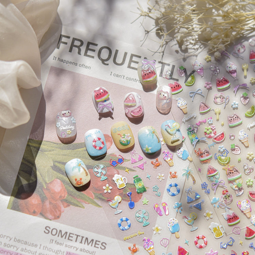 LuLuFun Studio Summer Holiday Nail Deco Stickers - Ultra-Thin Nail Art