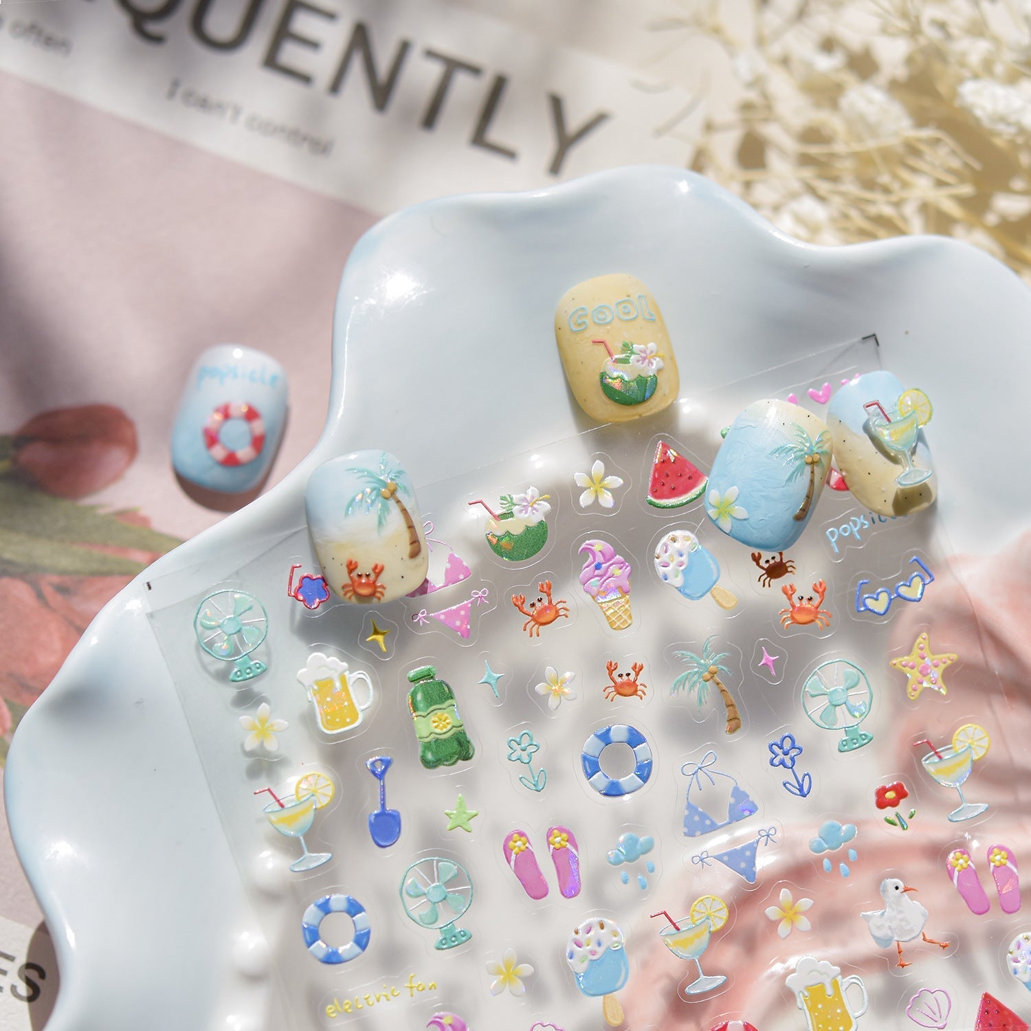 LuLuFun Studio Summer Holiday Nail Deco Stickers - Ultra-Thin Nail Art