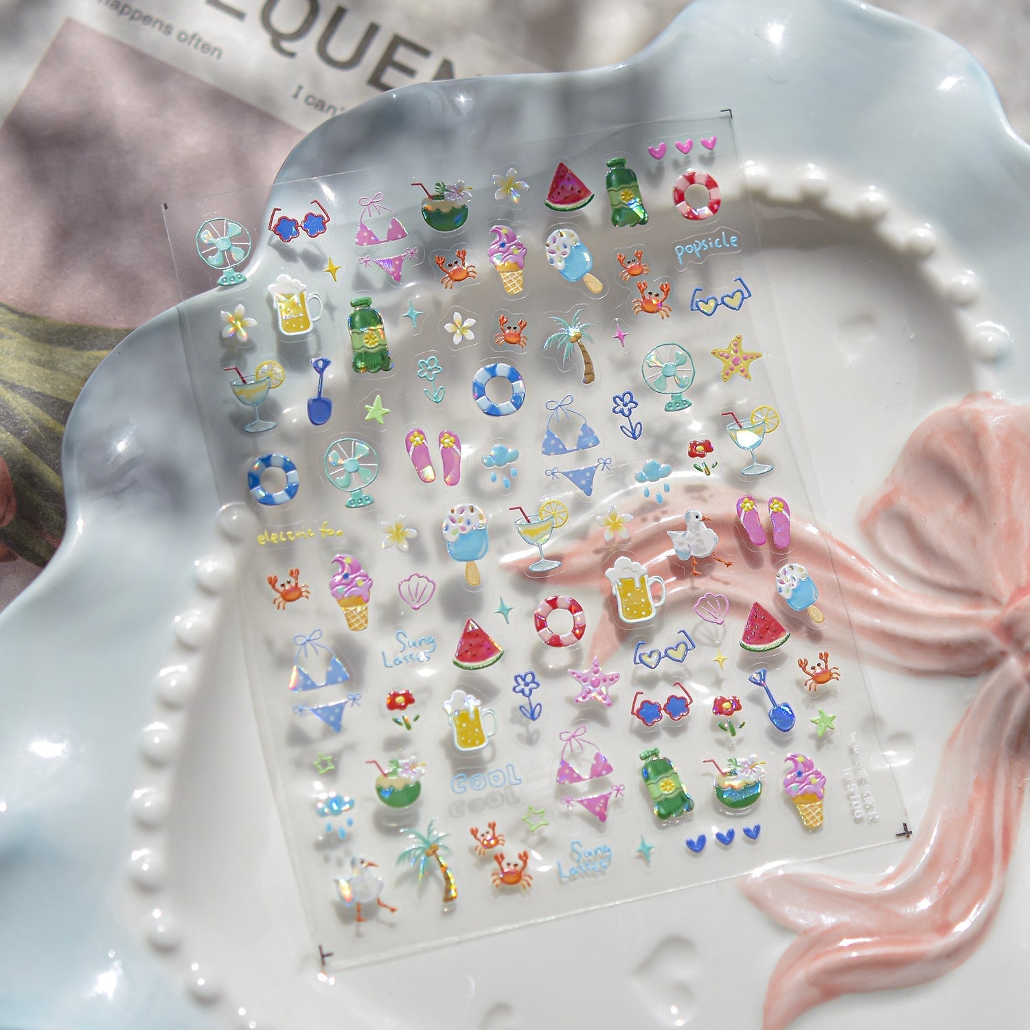 LuLuFun Studio Summer Holiday Nail Deco Stickers - Ultra-Thin Nail Art