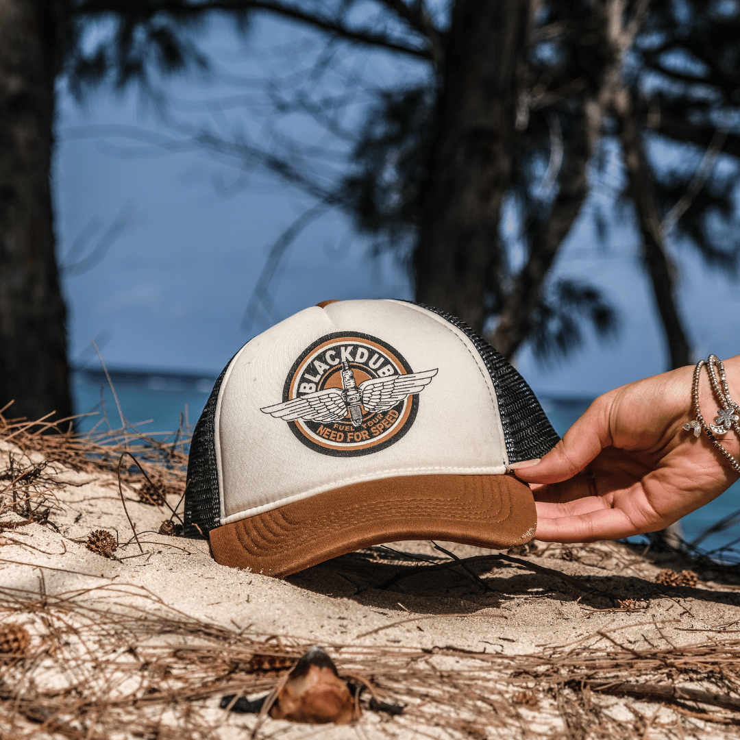 Uggly and Co Black Dub Garage Circle Wings Trucker Hat – Brown & Black