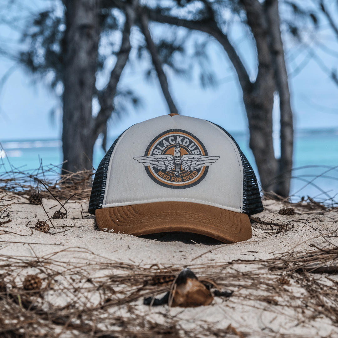Uggly and Co Black Dub Garage Circle Wings Trucker Hat – Brown & Black