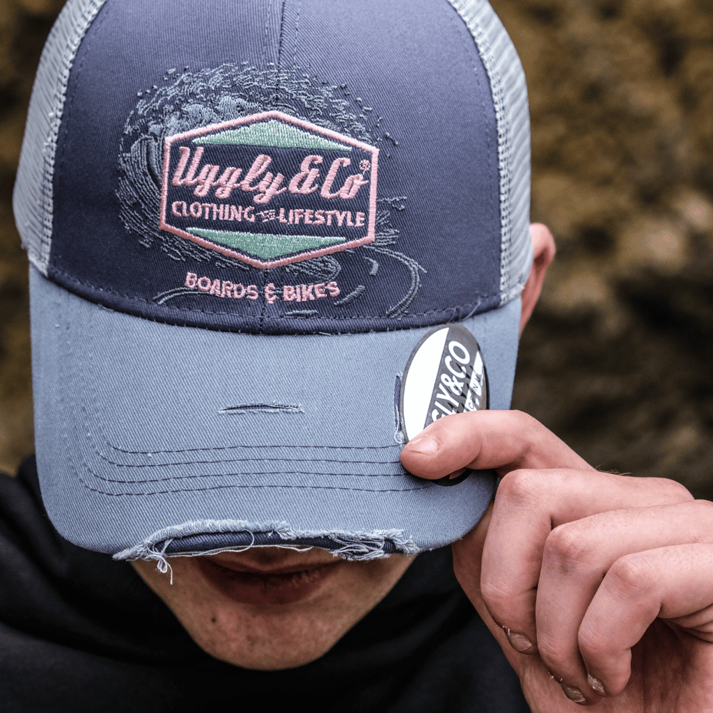 Uggly and Co Purple Surf Diamond Trucker Hat – Distressed Mesh Cap