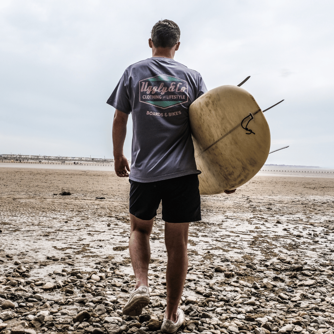 Uggly and Co Purple Surf Diamond Tee – Heavyweight 100% Cotton Graphic T-Shirt