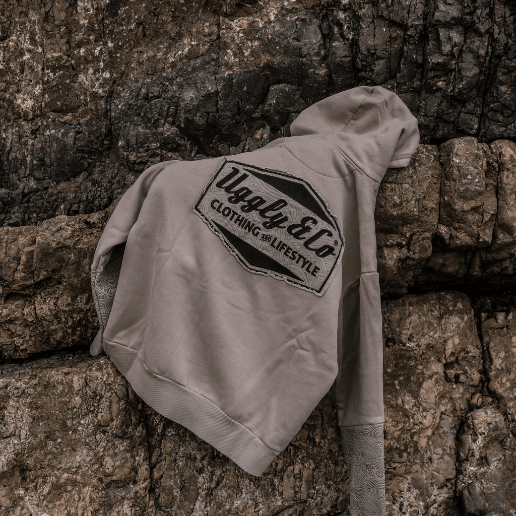Uggly and Co Surf Diamond Hoodie – Heavyweight Fleece in Beige