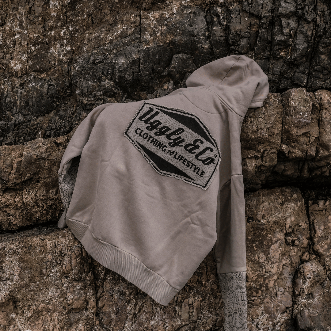 Uggly and Co Surf Diamond Hoodie – Heavyweight Fleece in Beige
