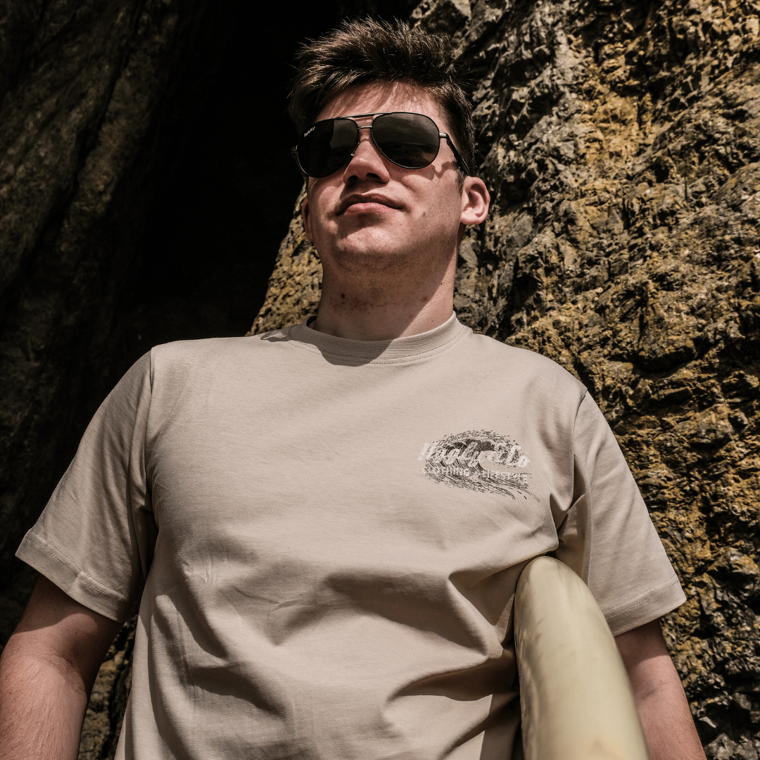 Uggly and Co Beige Surf Diamond Graphic Tee – Heavyweight Cotton T-Shirt