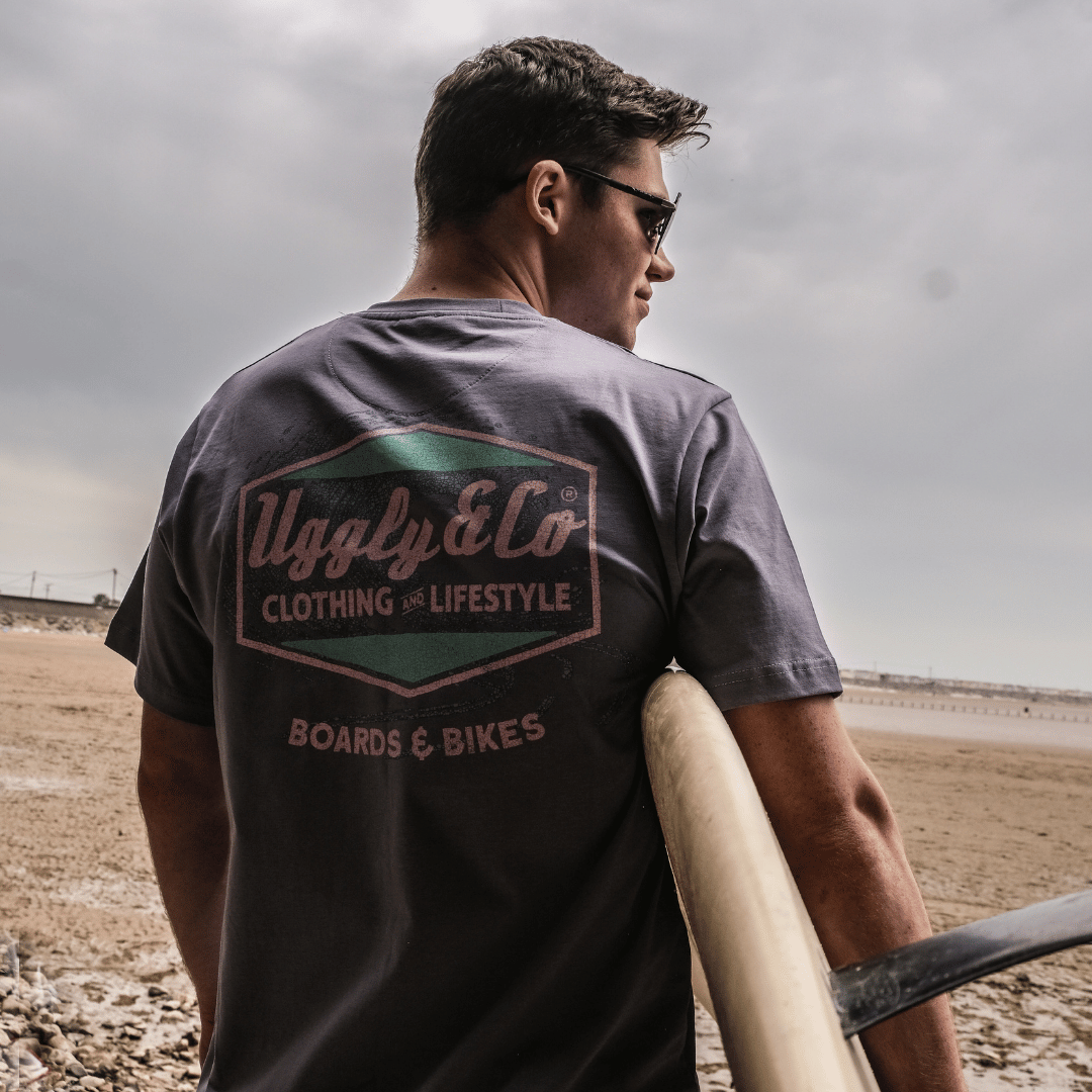 Uggly and Co Purple Surf Diamond Tee – Heavyweight 100% Cotton Graphic T-Shirt