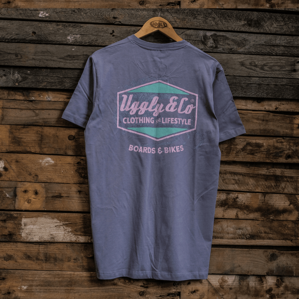 Uggly and Co Purple Surf Diamond Tee – Heavyweight 100% Cotton Graphic T-Shirt