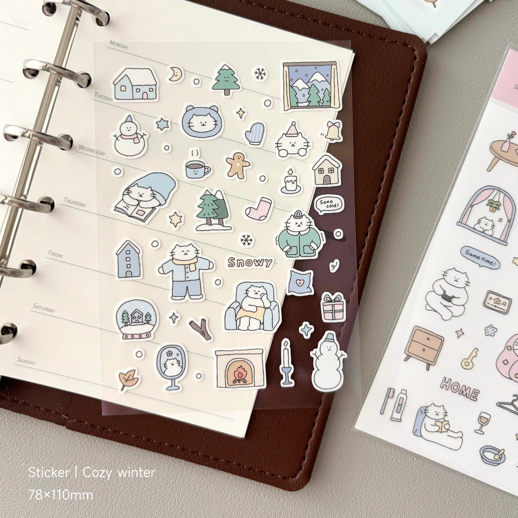 Twenty Two Mini Kitty Life Sticker Sheet - Kawaii Cat Stationery Decor