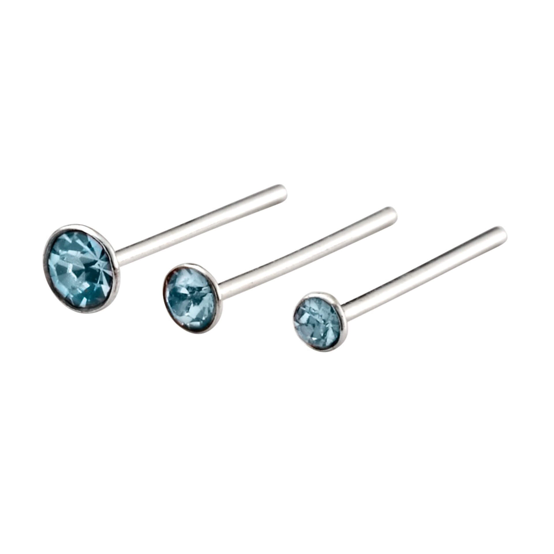 Gecko Jewellery Sterling Silver Crystal Nose Studs - Set of 6