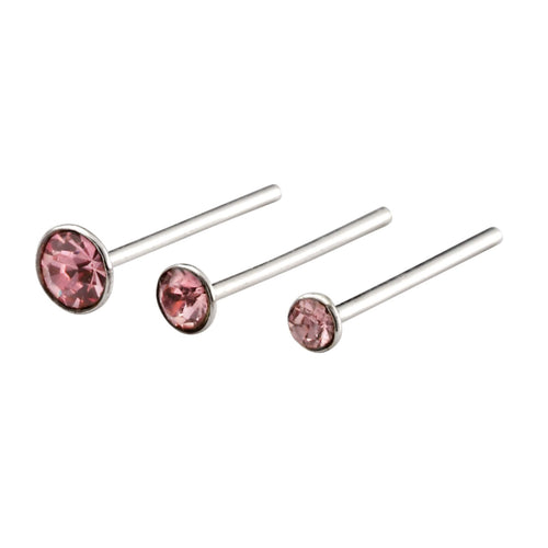 Gecko Jewellery Sterling Silver Crystal Nose Studs - Set of 6