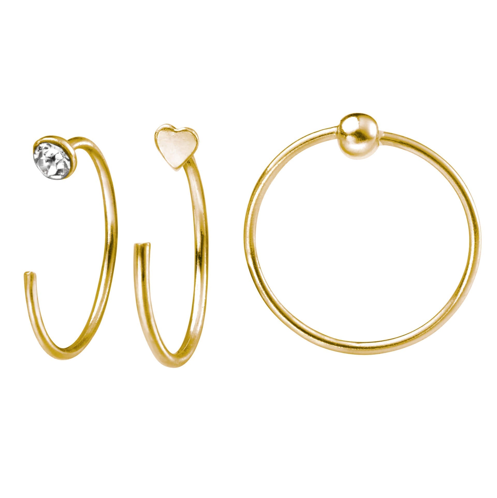 Gecko Jewellery Sterling Silver Nose Rings – Set of 6 Polished Hoops