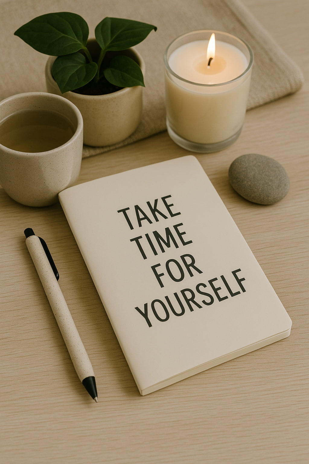 Take Time for Yourself - Mindfulness Stock Photo | Wellness Flat Lay for Blogs, Instagram, Canva | JPG Instant Download