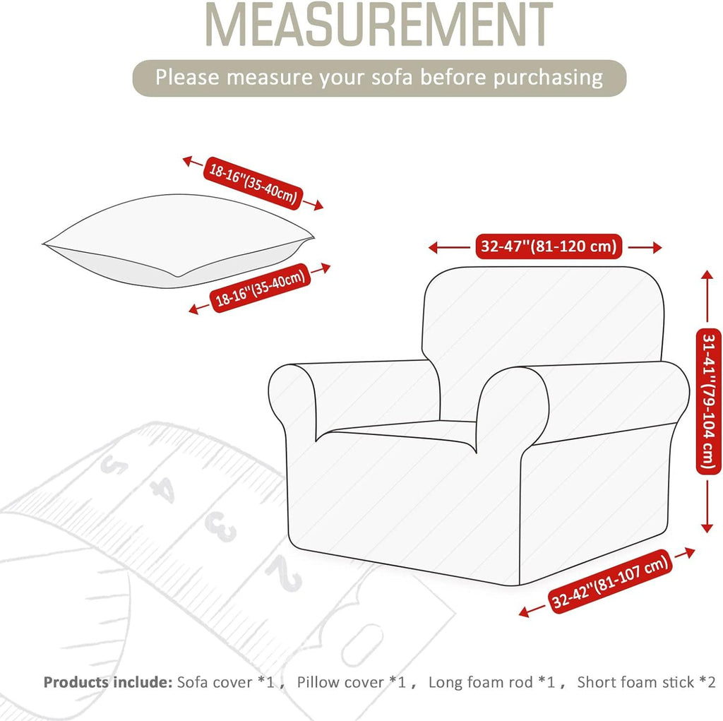 TAOCOCO 1 Seater Sofa Cover – Elastic Jacquard Stretch Slipcover 80-120cm