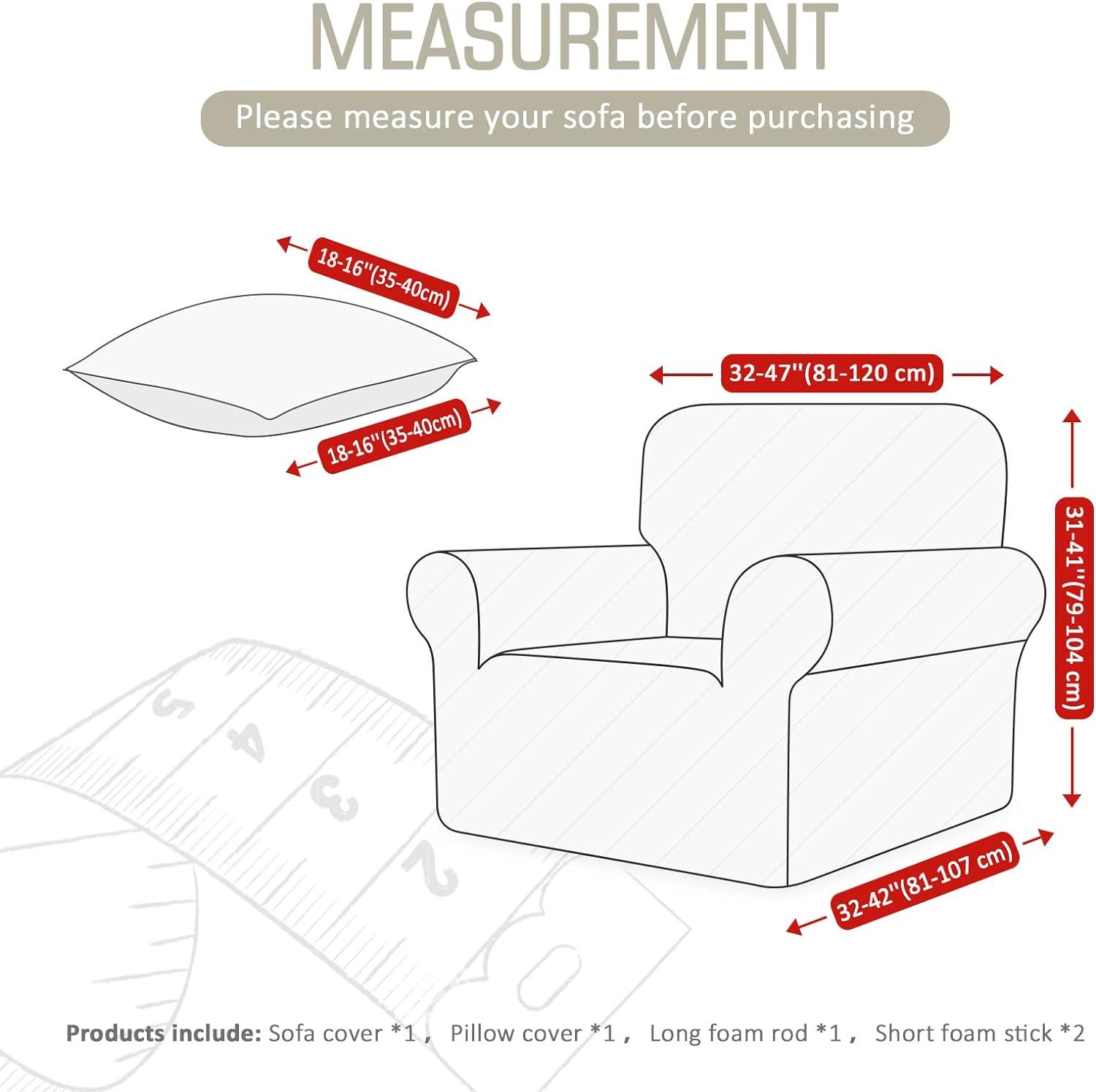 TAOCOCO 1 Seater Sofa Cover – Elastic Jacquard Stretch Slipcover 80-120cm