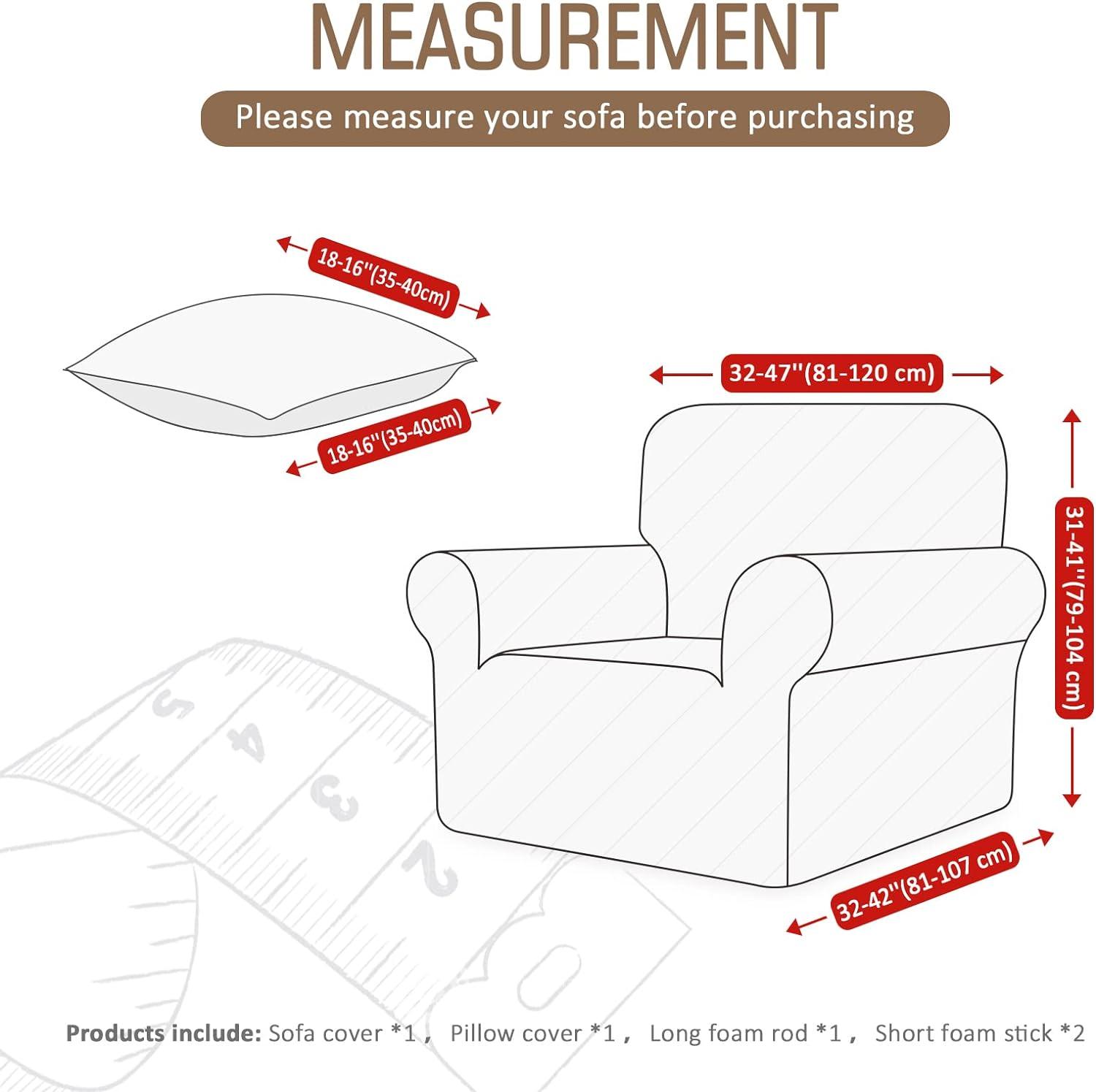 TAOCOCO 1 Seater Sofa Cover – Elastic Jacquard Stretch Slipcover 80-120cm