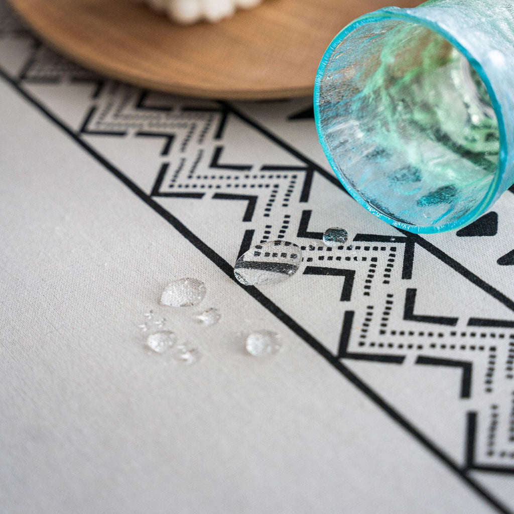 Geometric Black Tassel Waterproof Rectangular Tablecloth