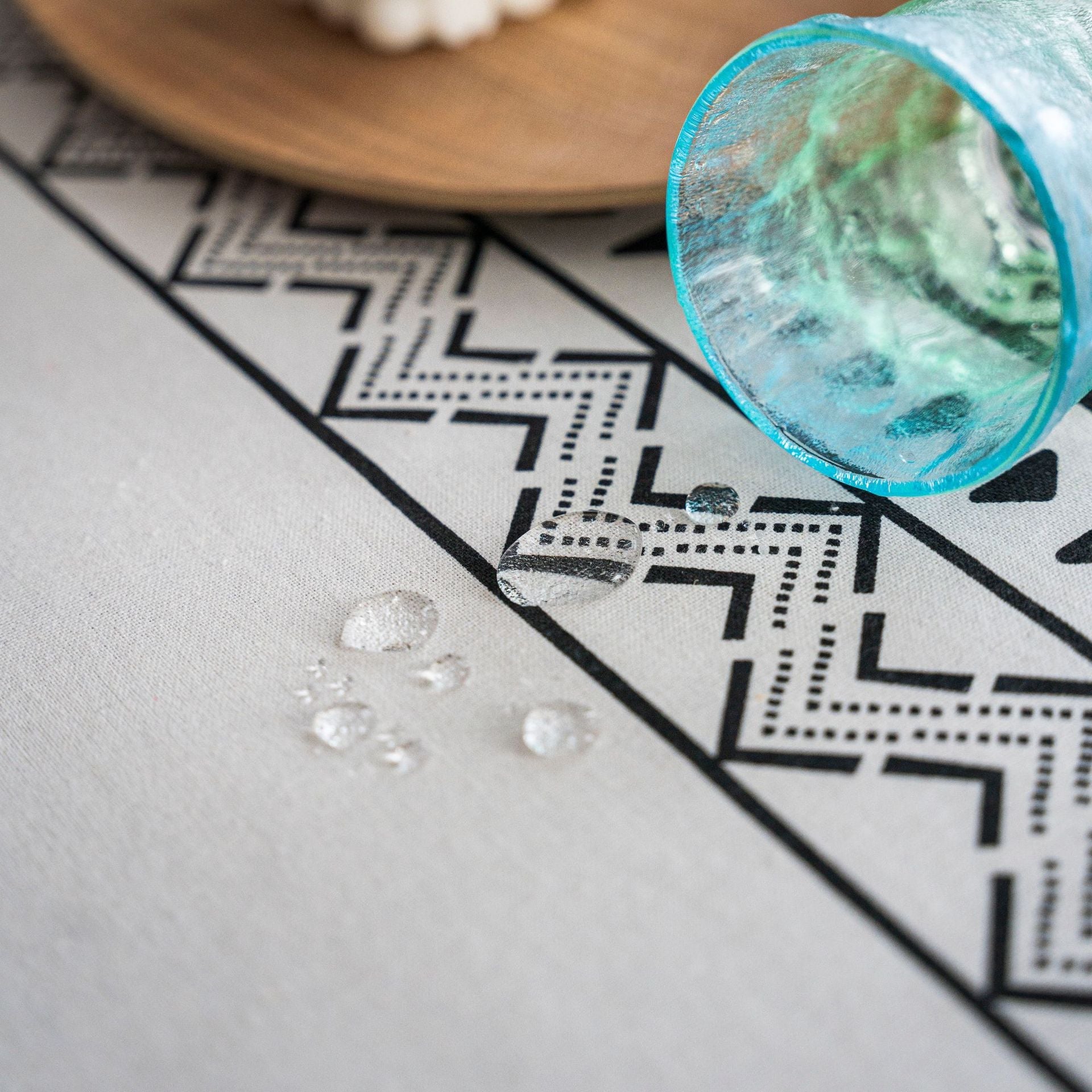 Geometric Black Tassel Waterproof Rectangular Tablecloth