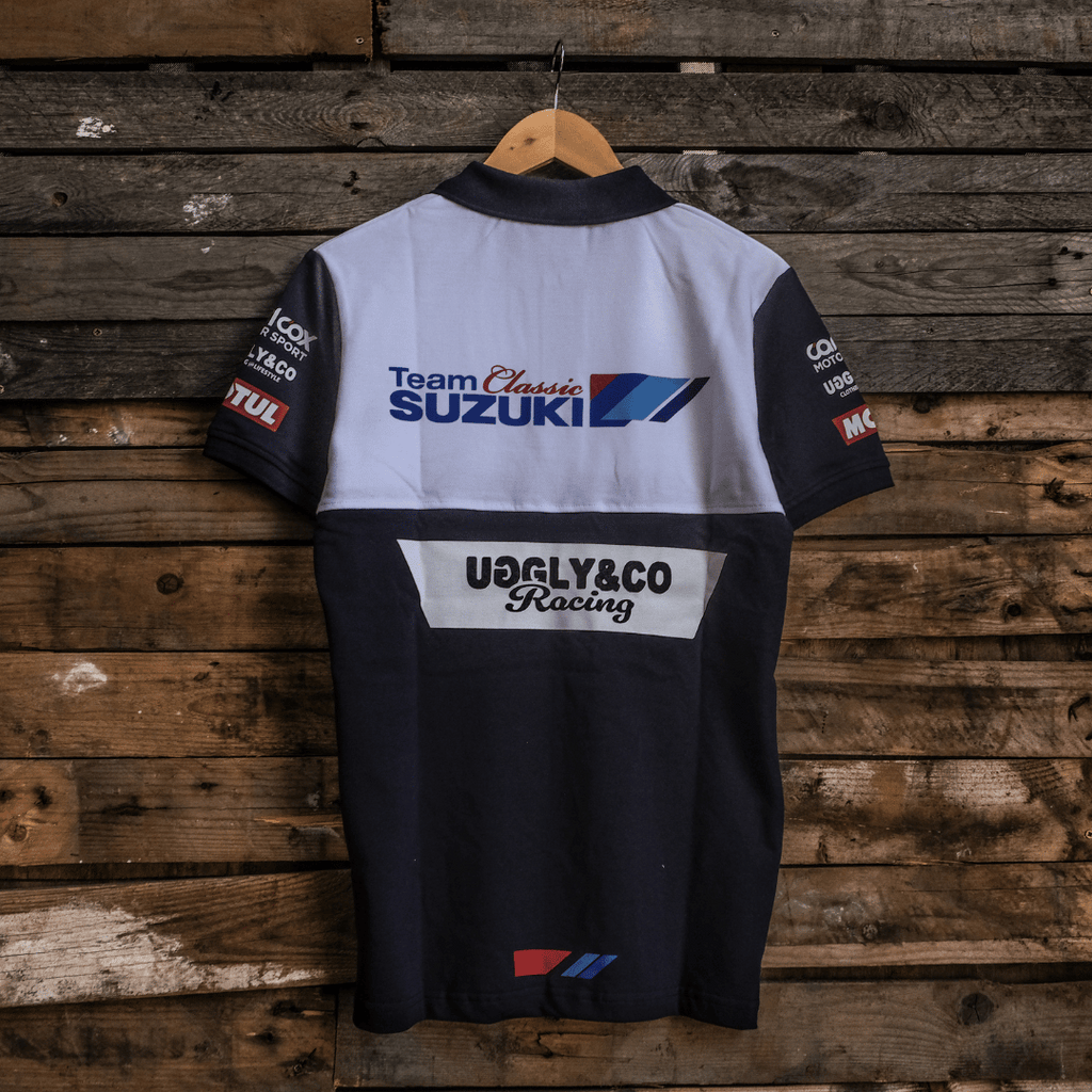 Uggly & Co x Team Classic Suzuki Polo Shirt – 100% Cotton Motorsport Gear
