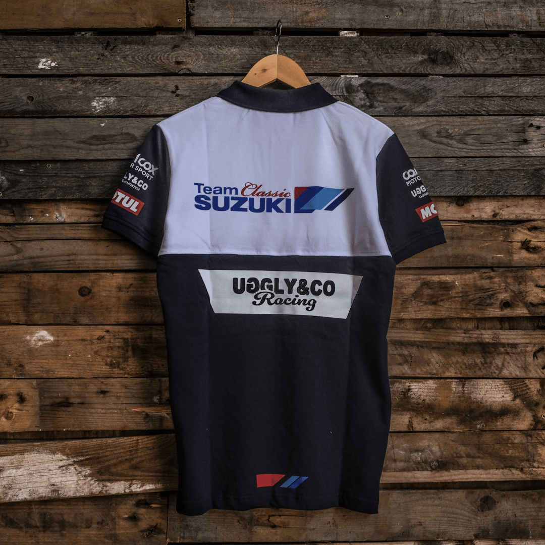 Uggly & Co x Team Classic Suzuki Polo Shirt – 100% Cotton Motorsport Gear