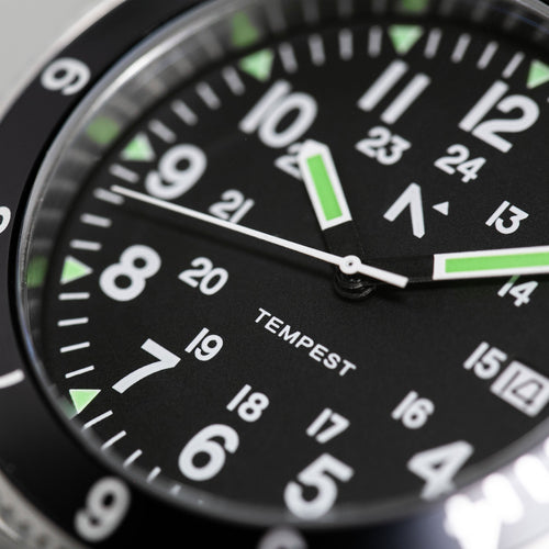'Tempest' Quartz Navigator Watch (40mm) | Pitch Black NATO