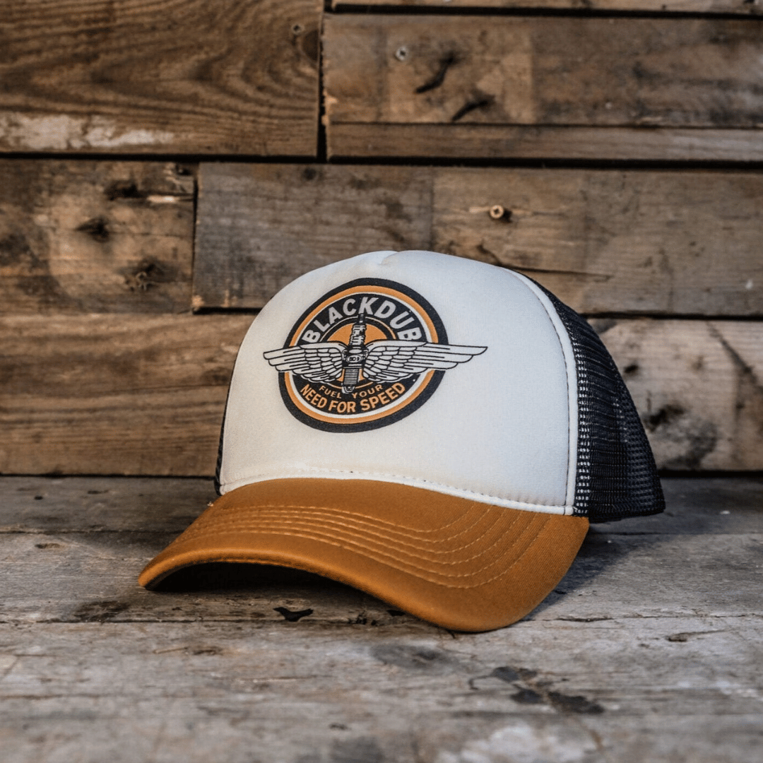 Uggly and Co Black Dub Garage Circle Wings Trucker Hat – Brown & Black