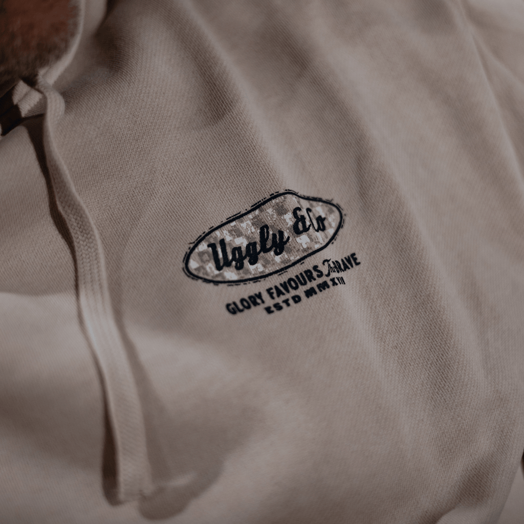 Uggly & Co Dirty White No.1 Motorcycle Hoodie | 100% Cotton Biker Gear