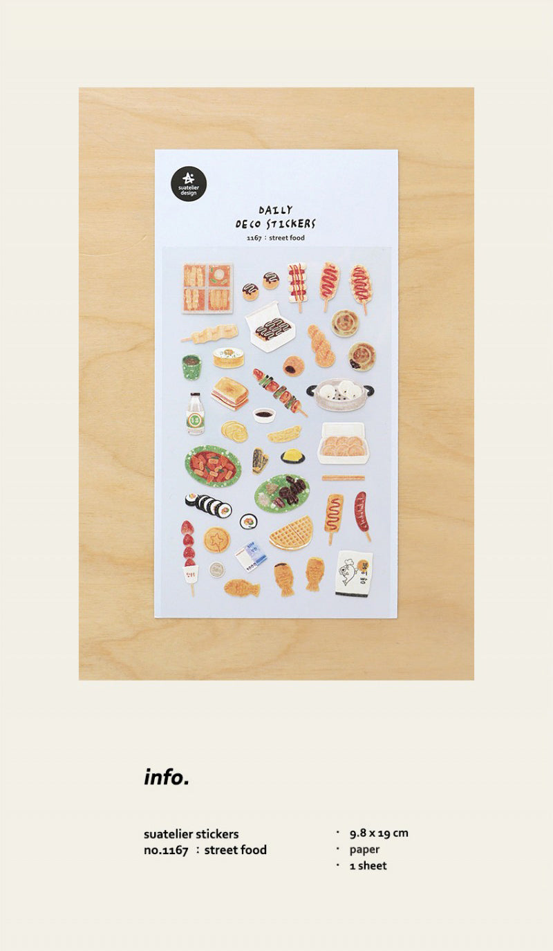 Suatelier Street Food Sticker Sheet for Journaling and Scrapbooking