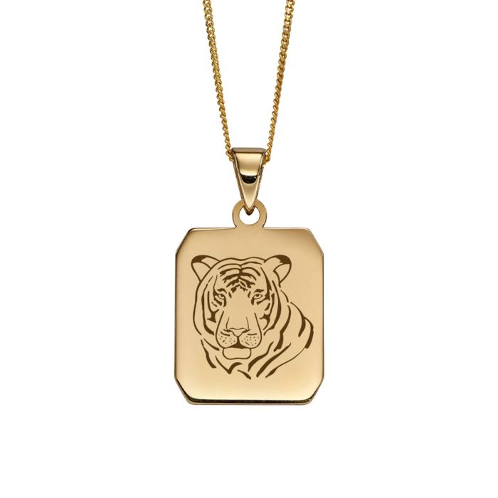 Gecko Jewellery 9ct Yellow Gold Rectangular Dog Tag Pendant – Engravable