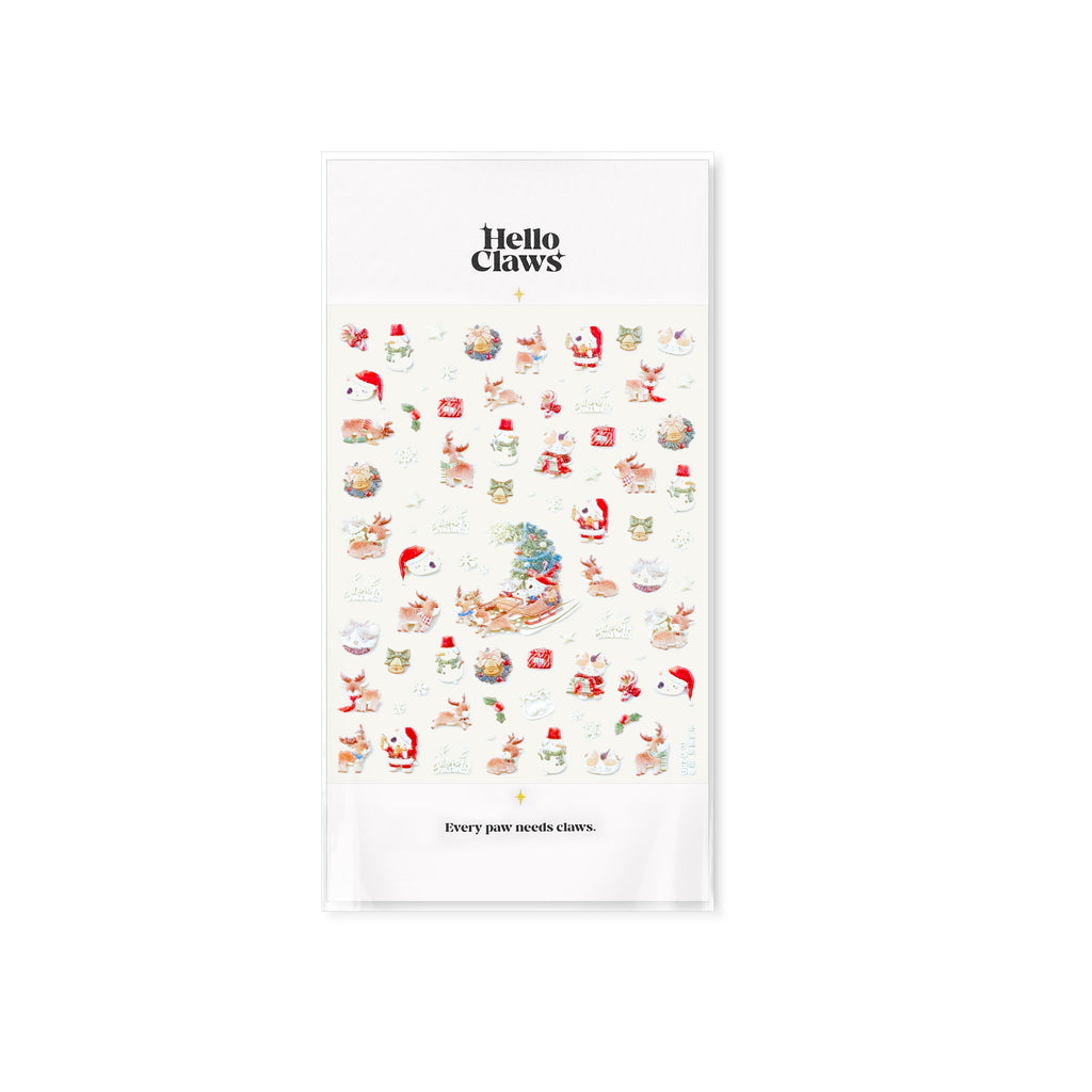 Christmas Kitty Nail Deco Stickers – LuLuFun Studio Holiday Nail Art