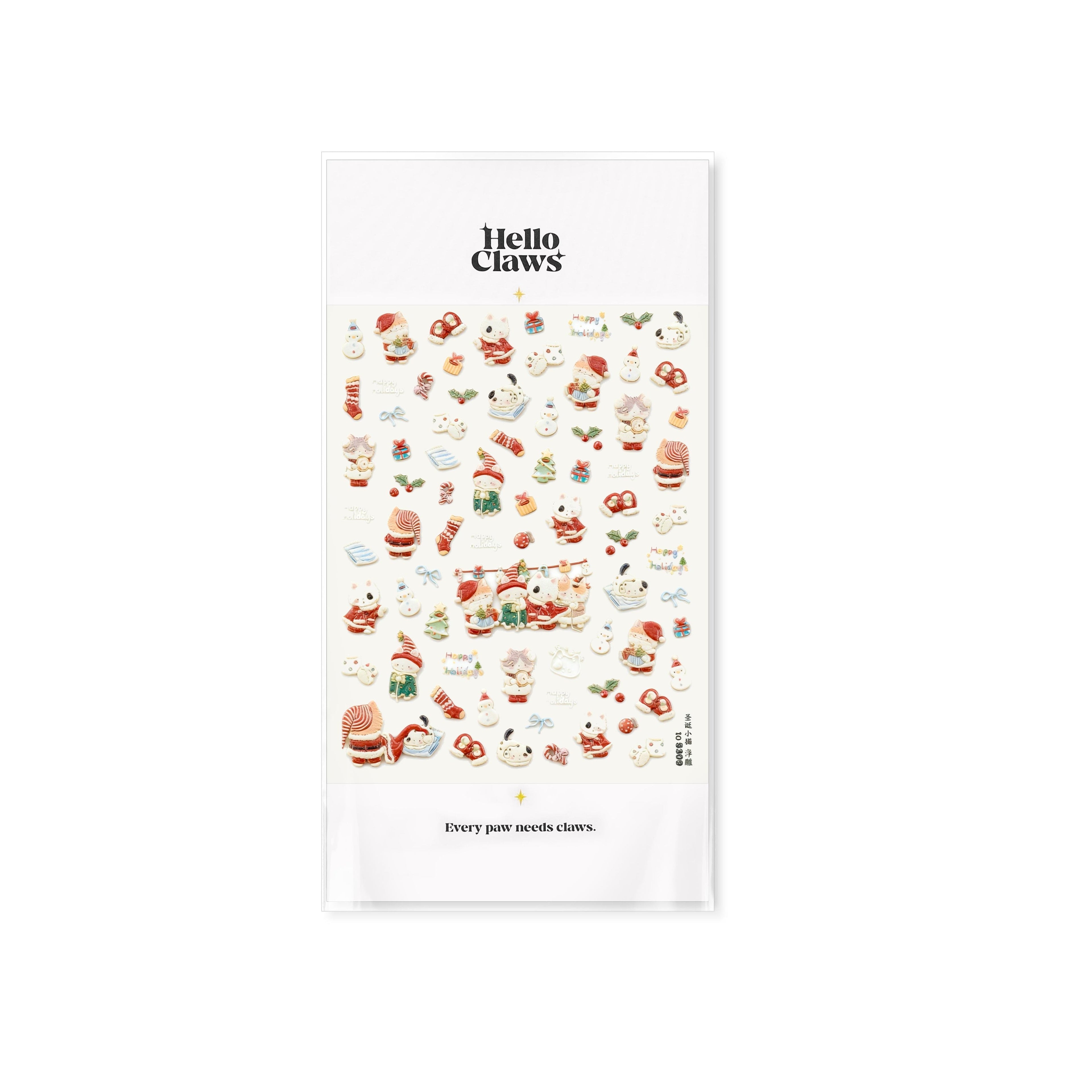 LuLuFun Studio Christmas Kitty Nail Deco Stickers - Holiday Nail Art