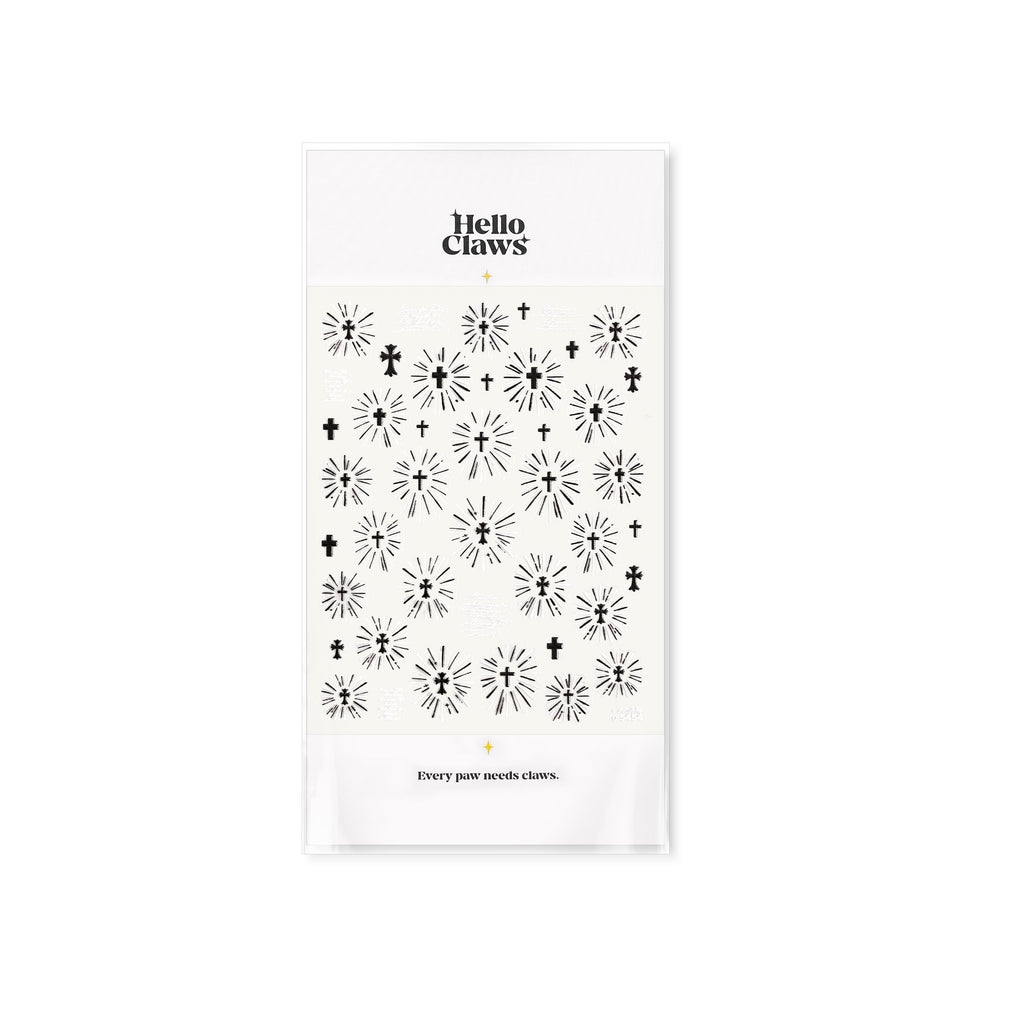 LuLuFun Studio Holy Light Black & White Nail Deco Stickers - 1 Sheet