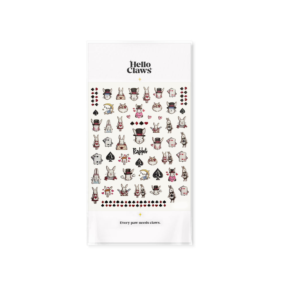 Poker Bunny Nail Deco Stickers by LuLuFun Studio - Ultra-Thin Nail Art