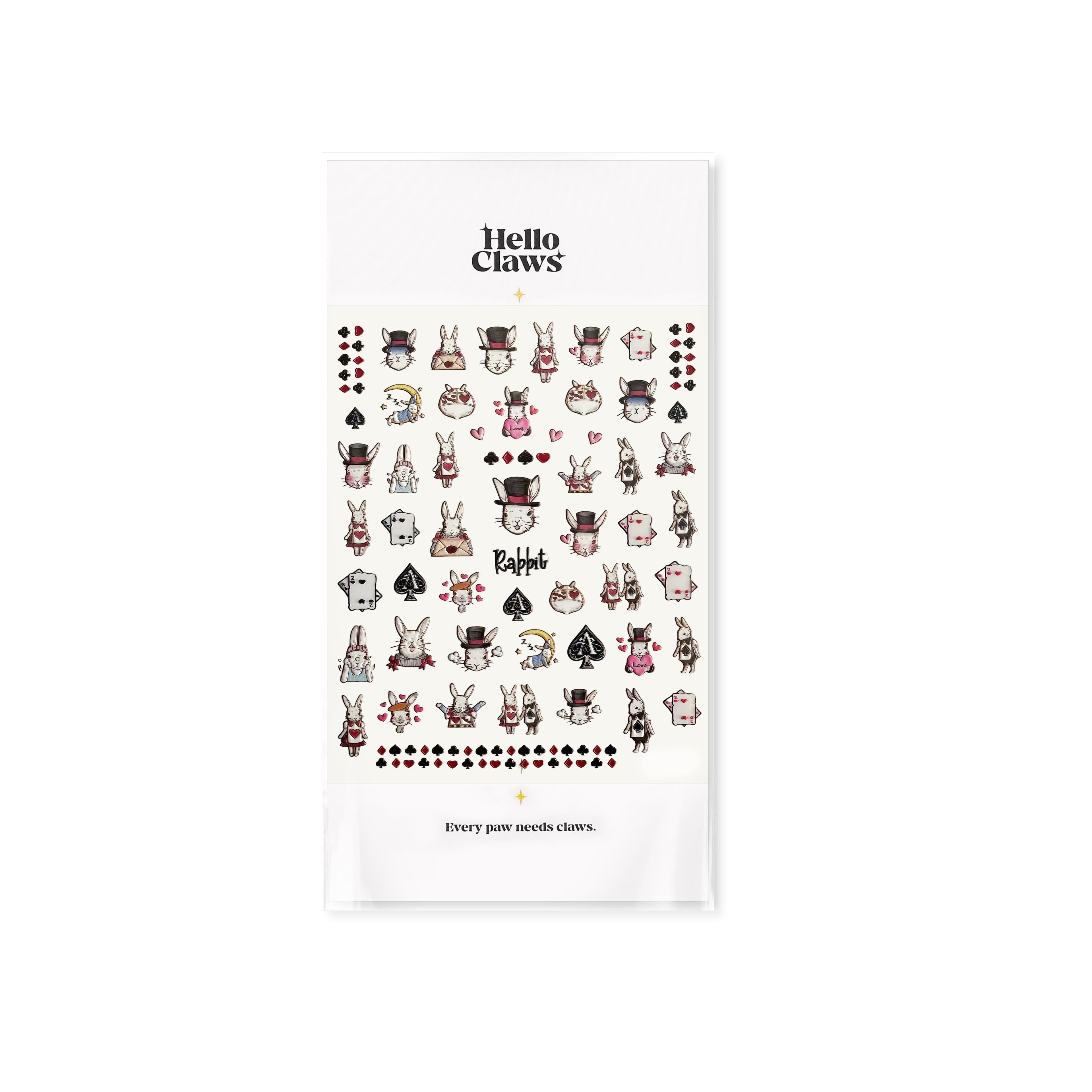 Poker Bunny Nail Deco Stickers by LuLuFun Studio - Ultra-Thin Nail Art