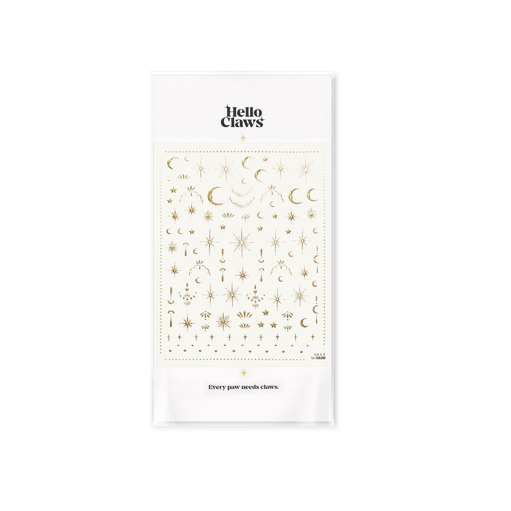 LuLuFun Studio Moon and Star Nail Deco Stickers - Gold & Silver Art