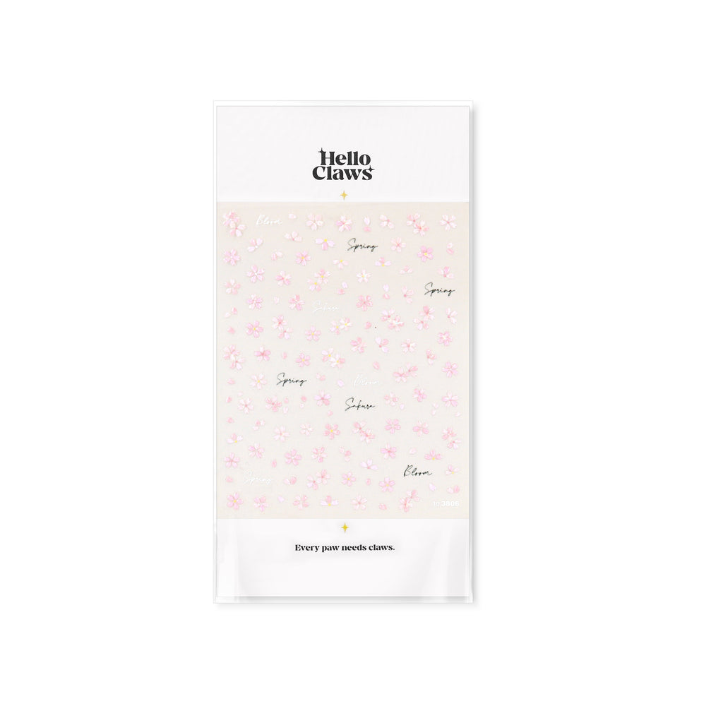 LuLuFun Studio Pink Cherry Blossom Nail Art Stickers - Floral Decals