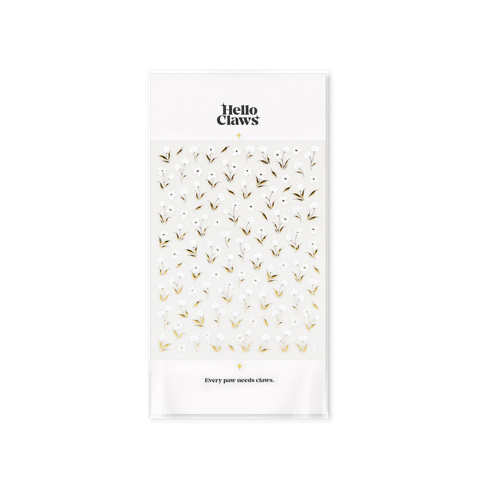 LuLuFun Studio White Blossom Nail Deco Stickers - Floral Nail Art Decals