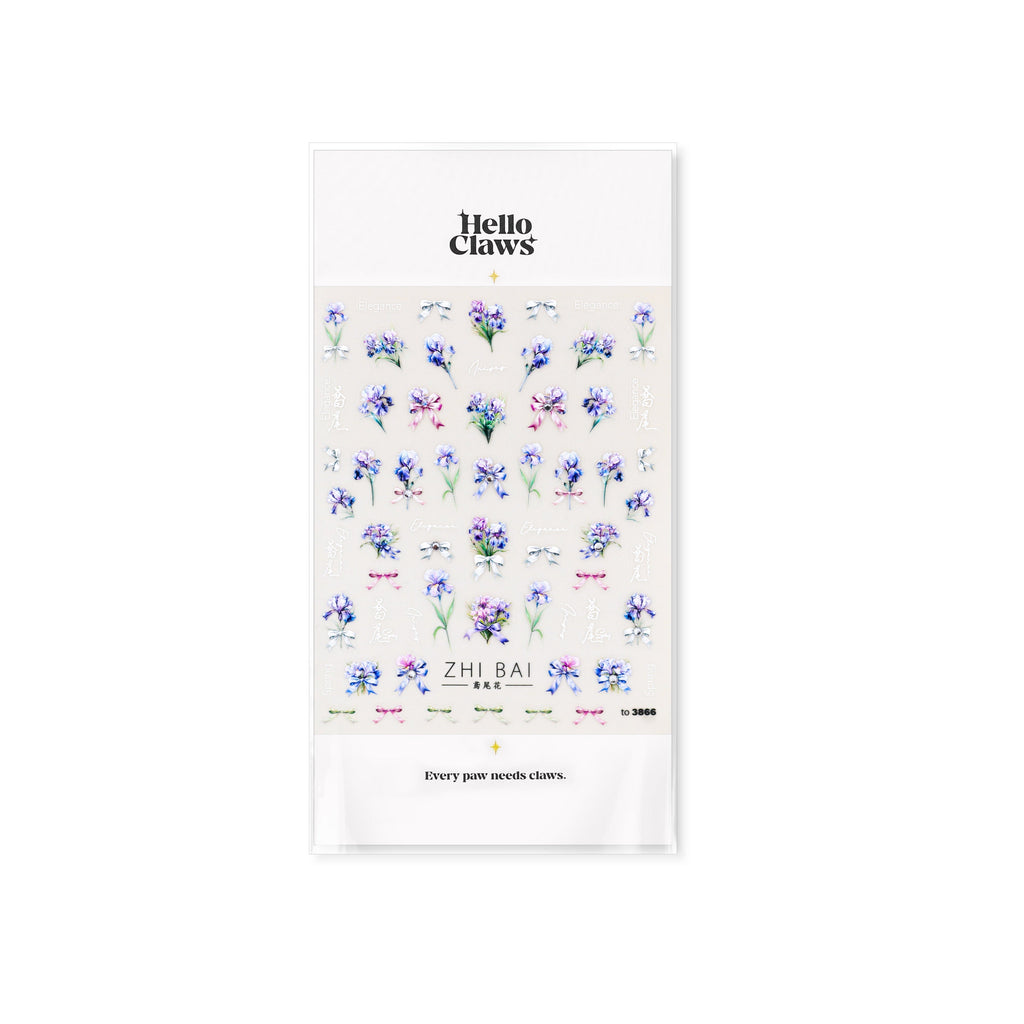 LuLuFun Studio Purple Flower Nail Deco Stickers - Floral Nail Art Decals
