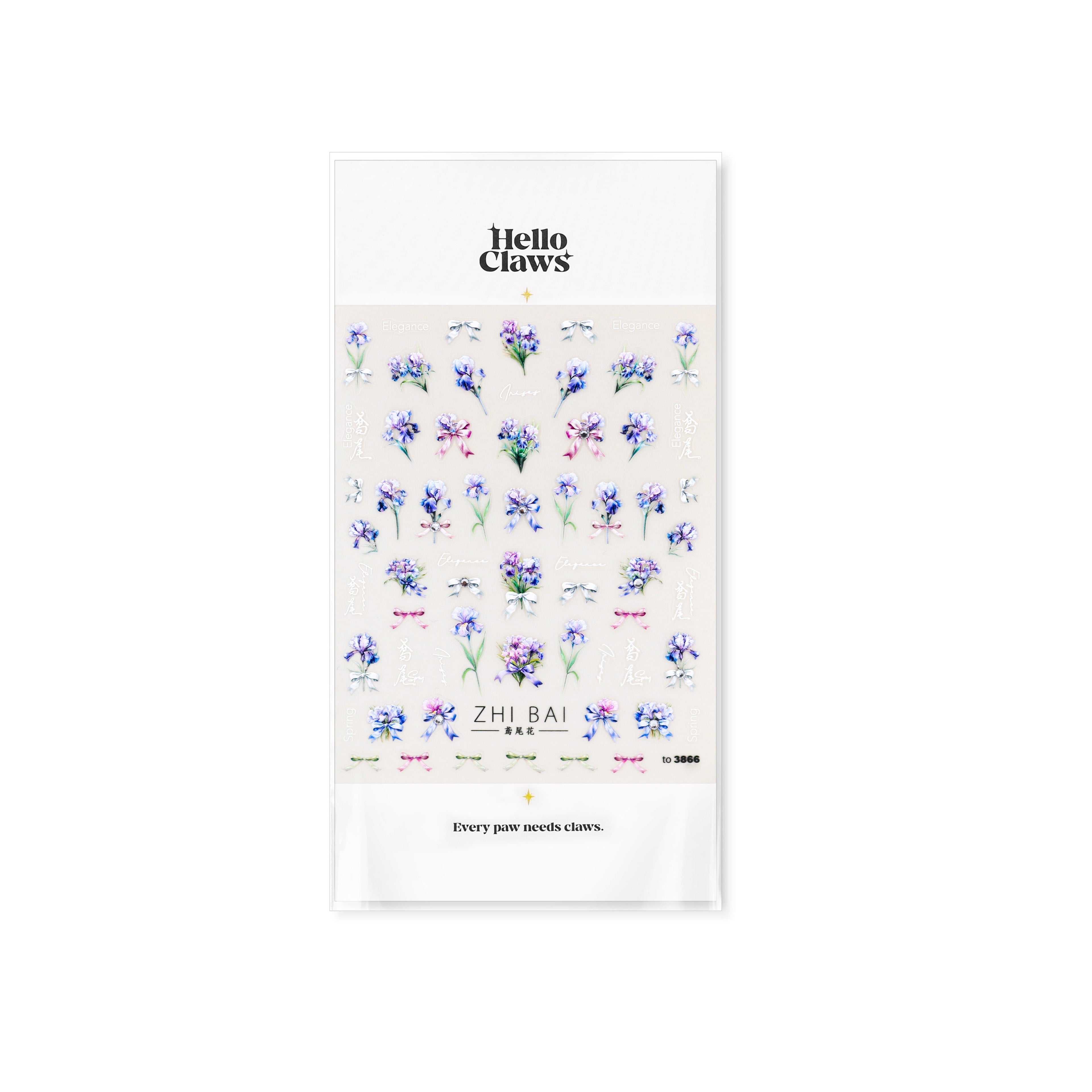 LuLuFun Studio Purple Flower Nail Deco Stickers - Floral Nail Art Decals