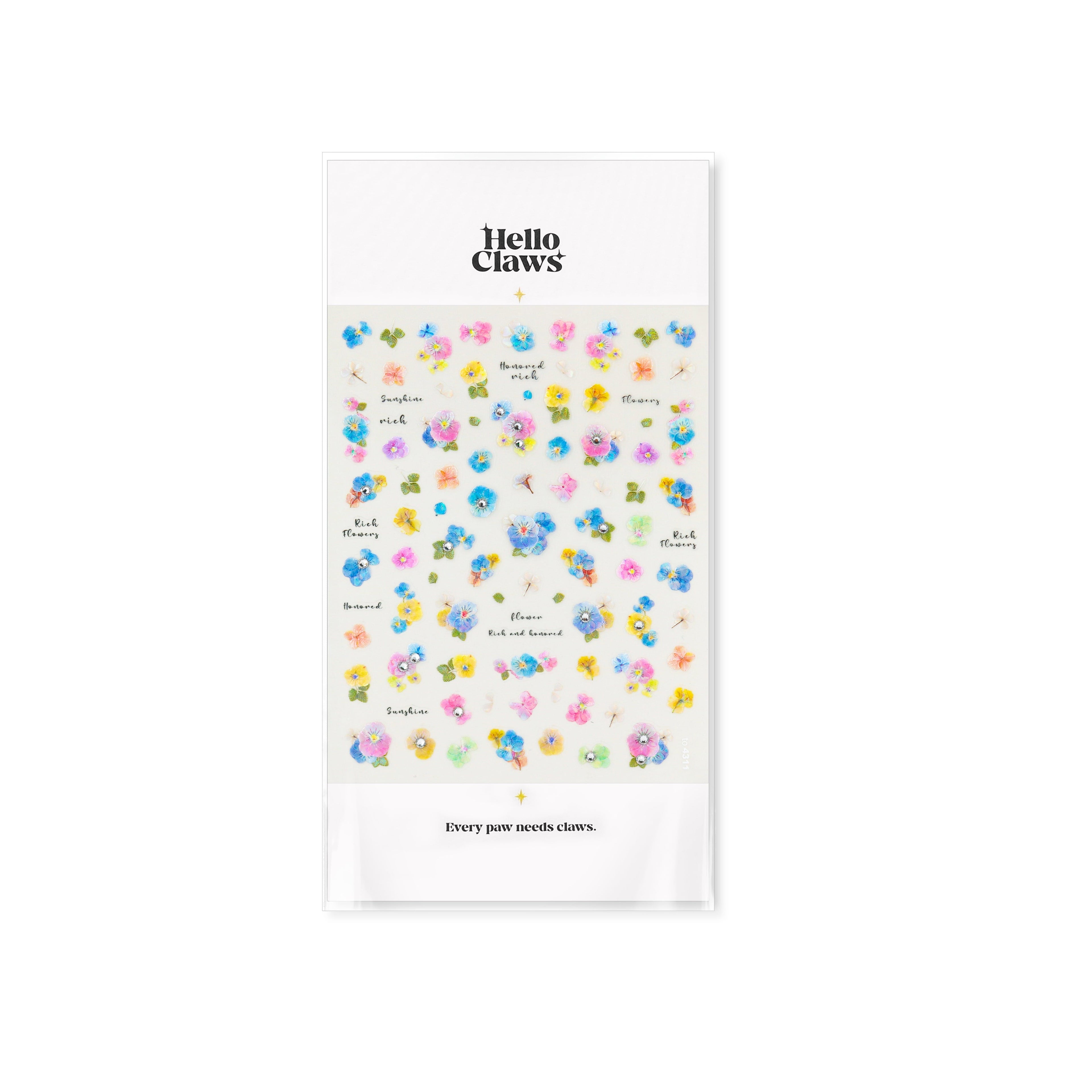 LuLuFun Studio Pansy Flower Diamond Nail Deco Stickers - Floral Nail Art