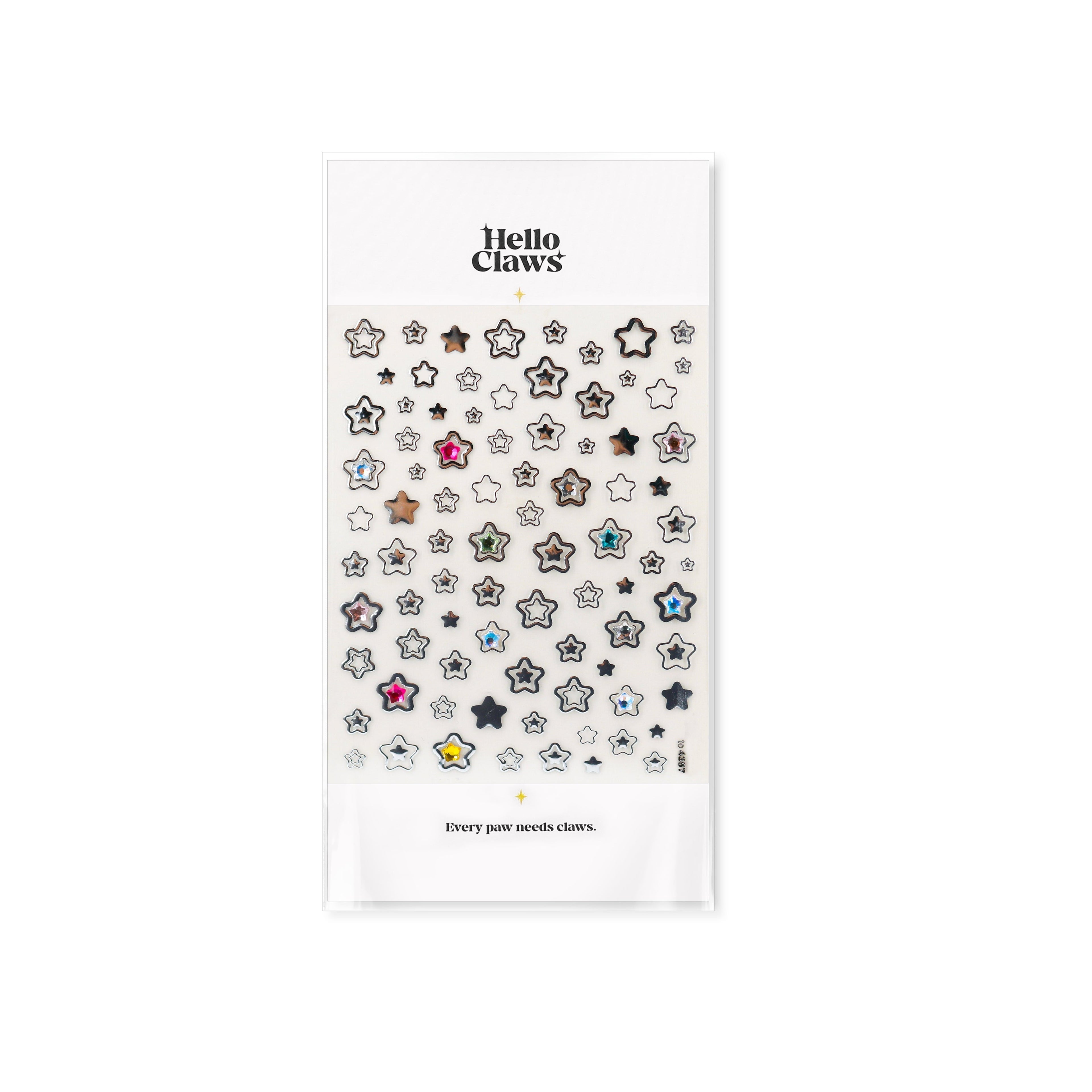LuLuFun Studio Silver Star Heart 5D Nail Deco Stickers - 1 Sheet