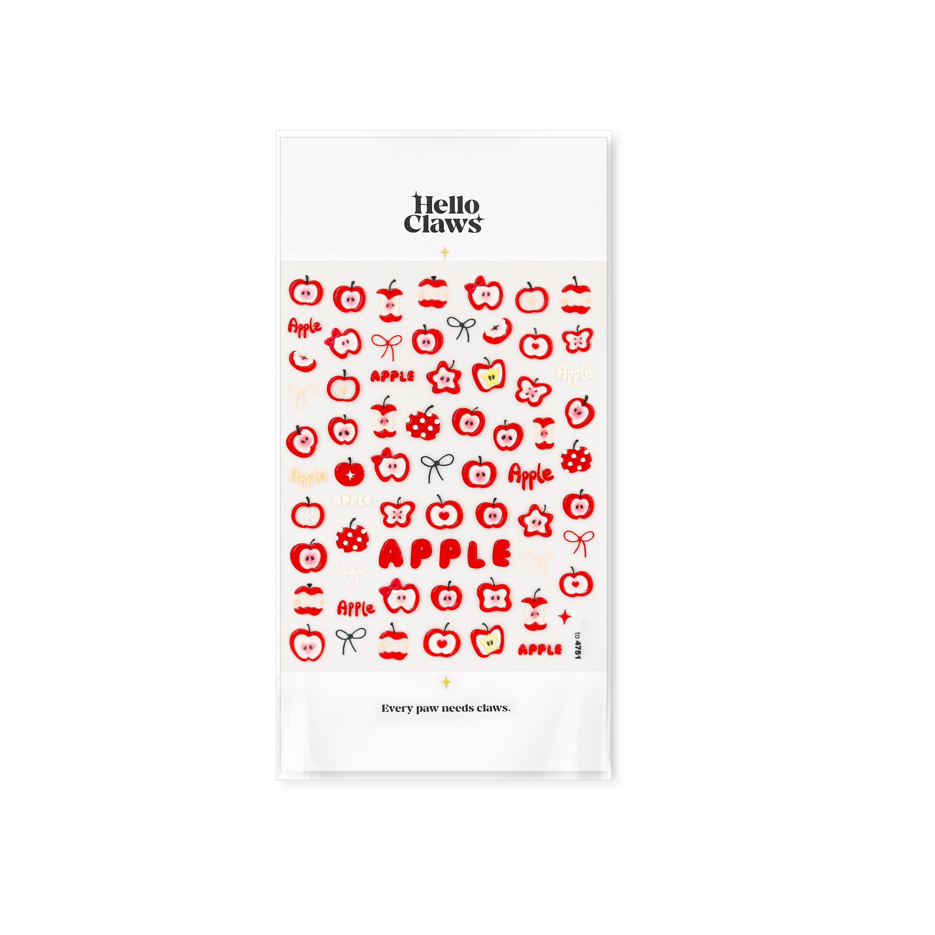 LuLuFun Studio Red Apple 3D Nail Deco Stickers - DIY Nail Art Decals