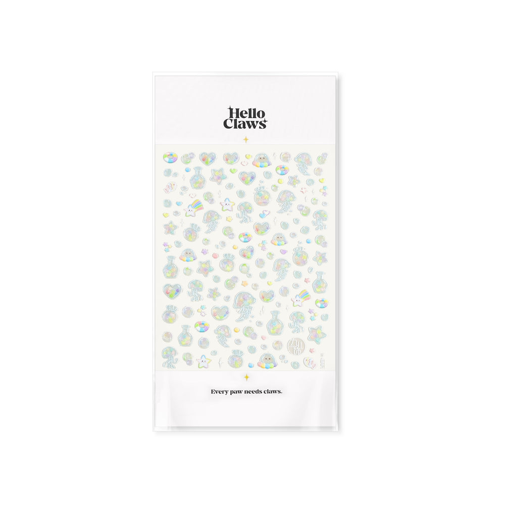 LuLuFun Studio Bubble Jellyfish Nail Art Stickers - Ultra-Thin Decals