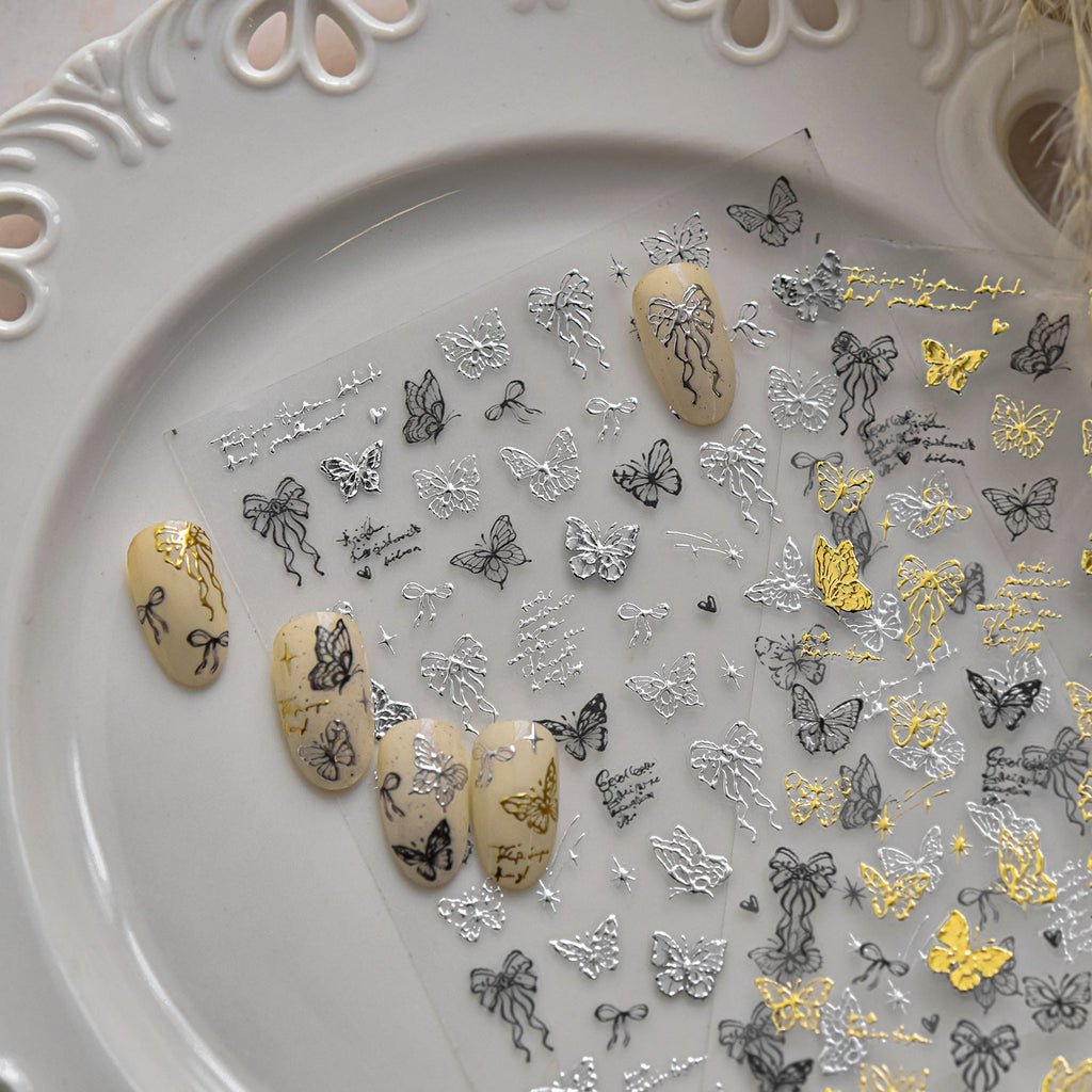 LuLuFun Studio Butterfly & Bowknot Hot Stamping Nail Deco Stickers